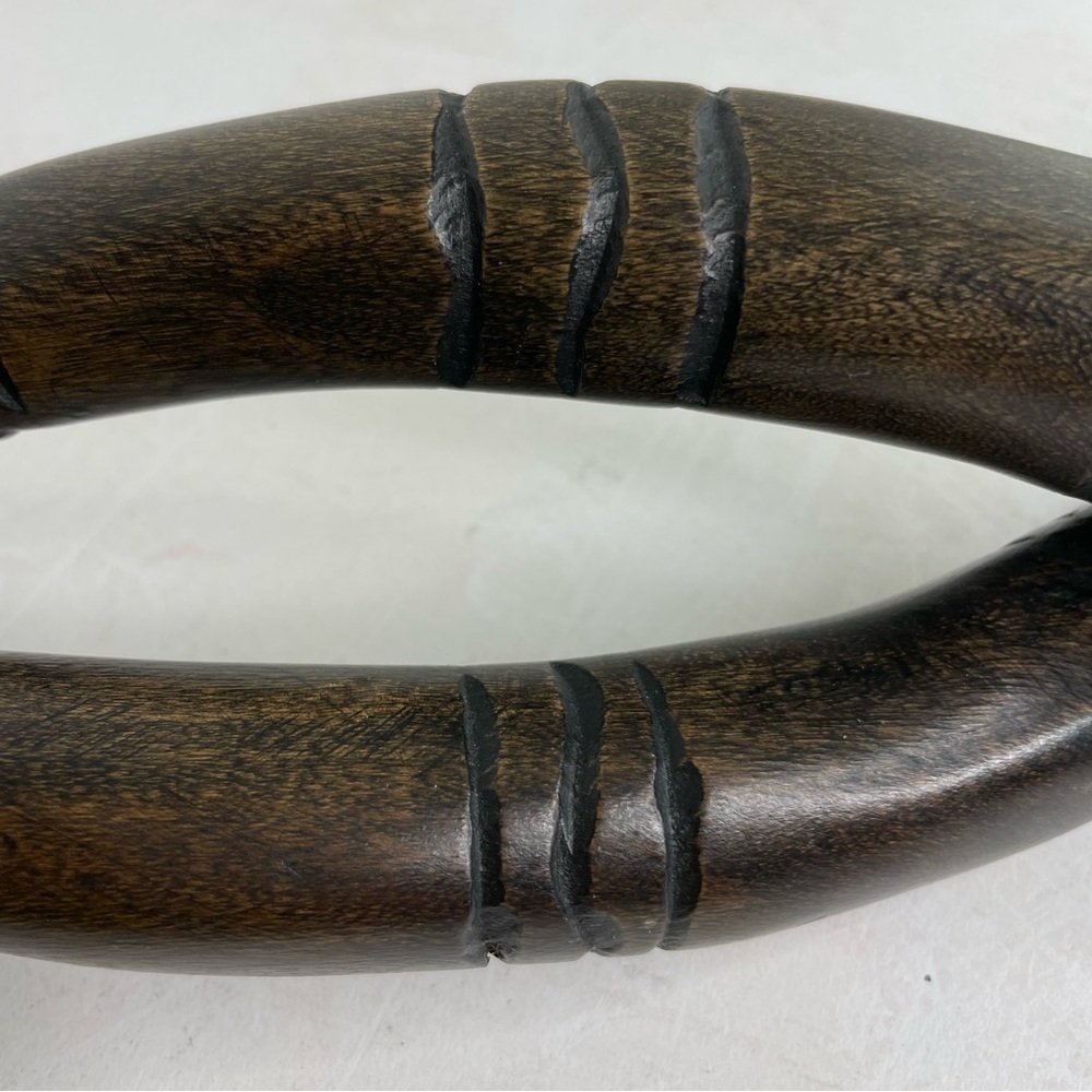 Handmade primitive abstract carved wood sculpture intertwined snake columns - Picture 12 of 16
